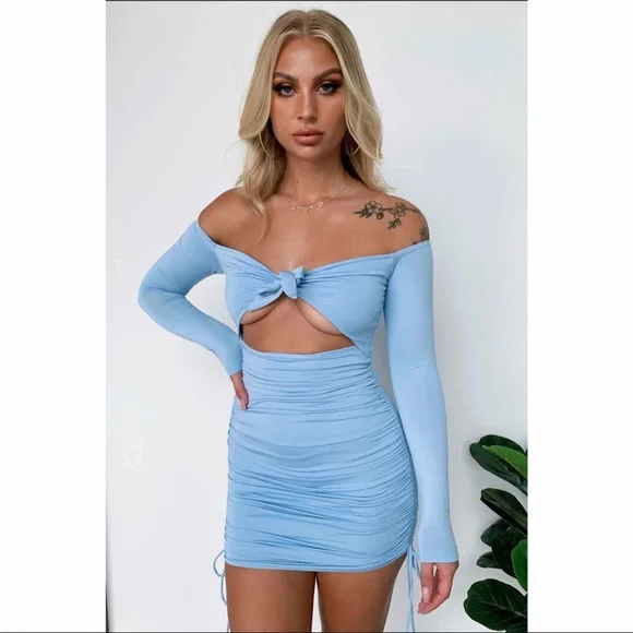 blue dress for baby girl White Sequin Bachelorette Mini Dress main image 0
